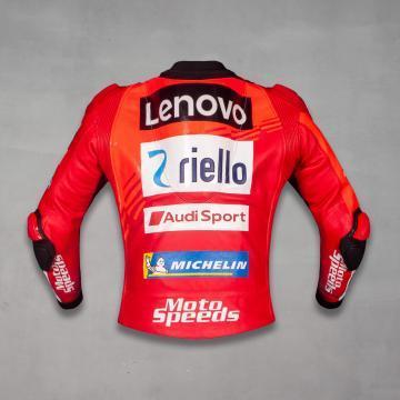 Veste de moto en cuir rouge Marc Marquez Ducati MotoGP 2025