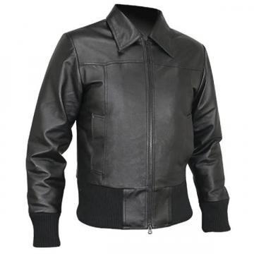 Veste en cuir tricot rib à longueur de taille pour hommes
