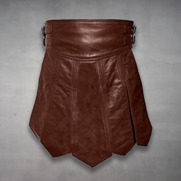 Kilt en cuir romain marron