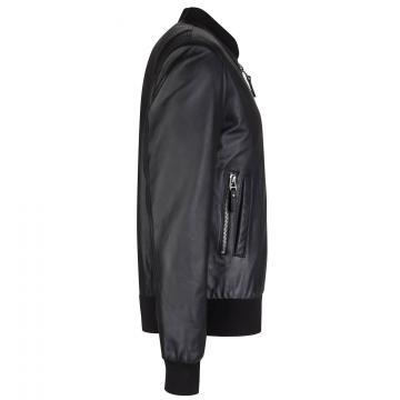 Veste aviateur en cuir noir