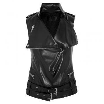 Gilet en cuir noir pour femmes