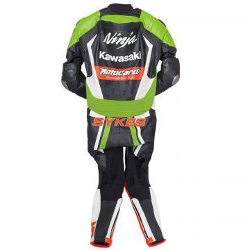 Veste en cuir verte Kawasaki Tom Sykes 2014