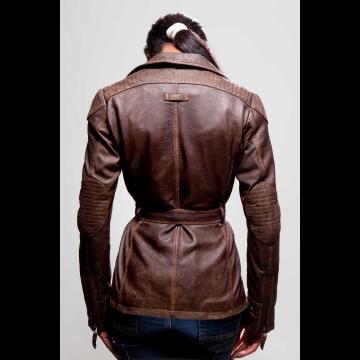 Veste militaire en cuir pour femme