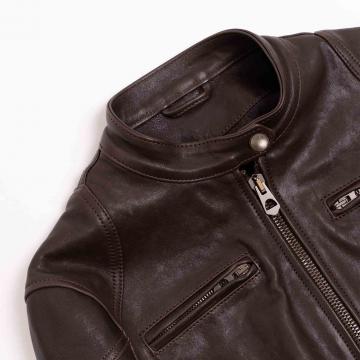 veste en cuir marron Racer