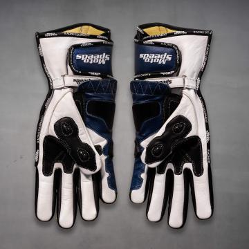 Gants de moto en cuir bleu Yamaha