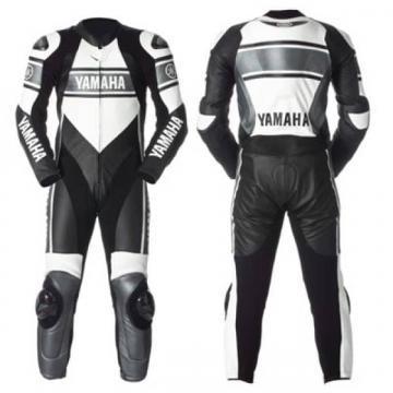 Combinaison en cuir bleue Yamaha Motorcycle