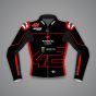 Veste de moto noire et rouge