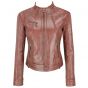 Veste en cuir marron pour femmes