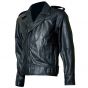 Veste en cuir biker noire