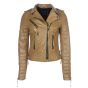 Veste en Cuir Matelassé Femme Beige