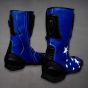 cuir bottes moto bleu
