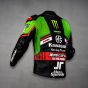 Jonathan Rea Blouson Moto Cuir Kawasaki Team WSBK 2021 vue arrière gauche