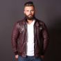 Veste aviateur en cuir marron