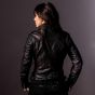 Femme Veste en Cuir Noir