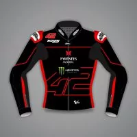 Veste de moto noire et rouge