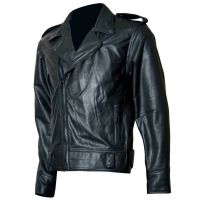 Veste en cuir biker noire