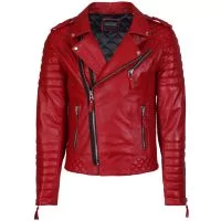 Veste en cuir rouge pour homme