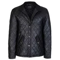 Veste en cuir homme noire