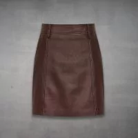 Mini-jupe en cuir marron