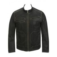 Veste en cuir noir pour homme