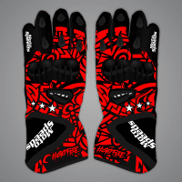 Gants noirs et rouges