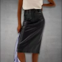 jupe midi en cuir