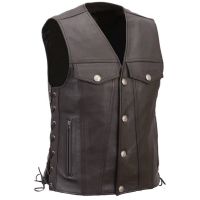 Gilet en cuir pour moto pour hommes
