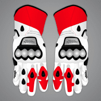 Gants blancs et rouges