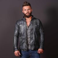 Veste en cuir décontractée pour homme