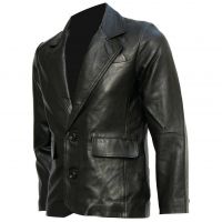 Blazer en cuir noir pour homme