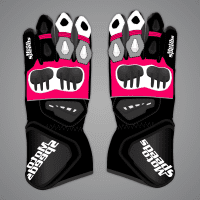 Gants de moto roses et noirs