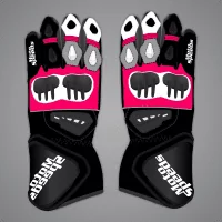 Gants de moto roses et noirs