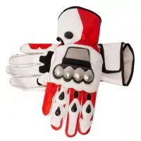 Gants de moto rouges et blancs