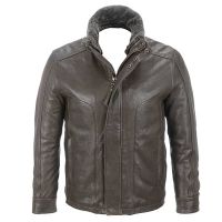 Veste en cuir avec col en shearling
