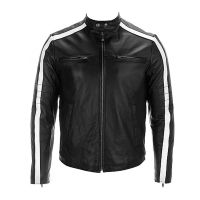 Veste de moto en cuir rayée