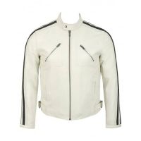 Veste en cuir blanc