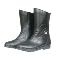 Bottes de moto en cuir noir