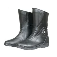 Bottes de moto en cuir noir