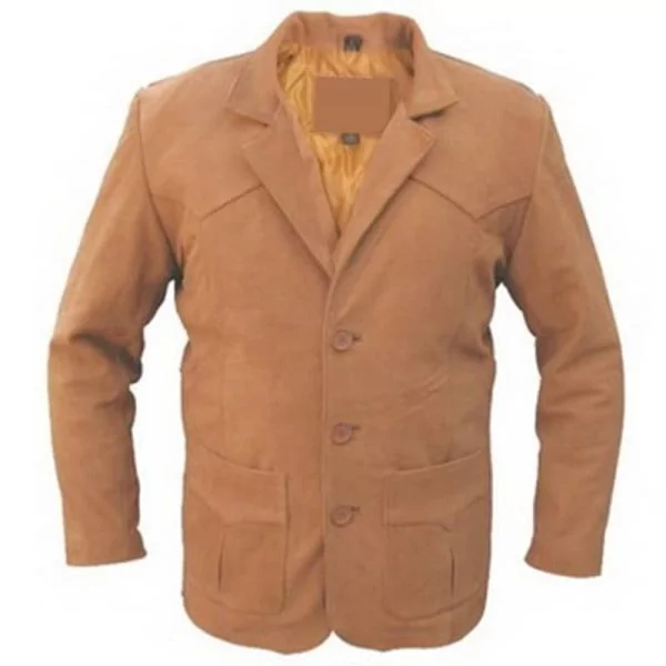 Blazer en cuir pour homme marron