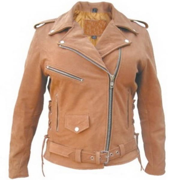 Veste de moto marron