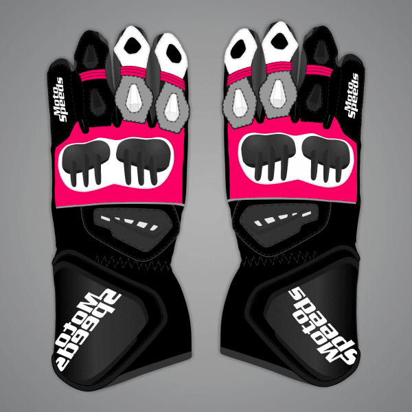 Gants de moto roses et noirs