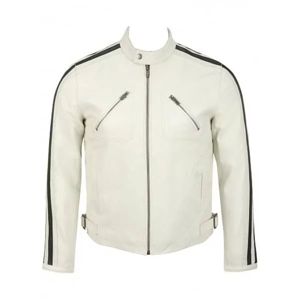 Veste en cuir blanc